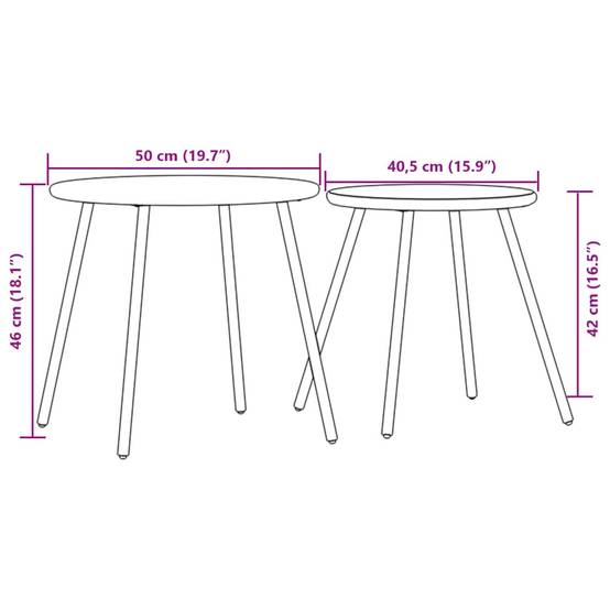 2 pcs Tables basses de jardin | Table d'extérieur rondes noir acier enduit de poudre - Image 8