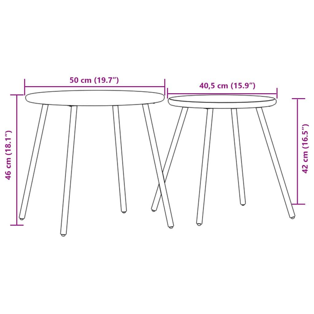 2 pcs Tables basses de jardin | Table d'extérieur rondes noir acier enduit de poudre - Image 8