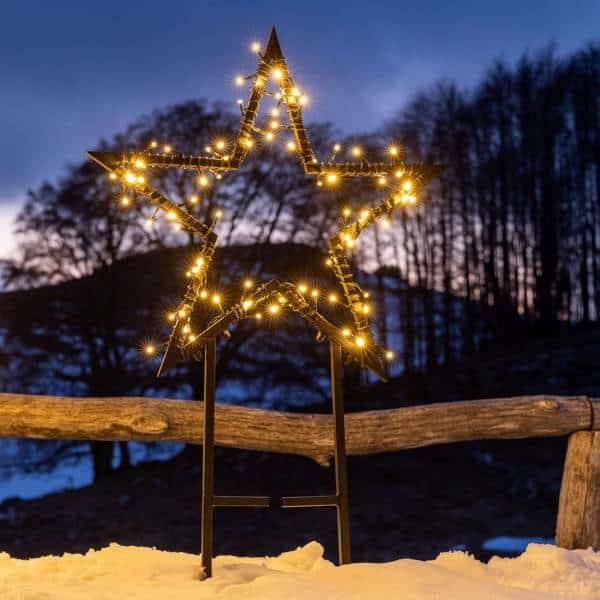 Lotti - Etoile lumineuse 2D à planter D55cm 80 LED blanc chaud 8 jeux lumières IP44 SMART Connect 31V Lotti - Image 10