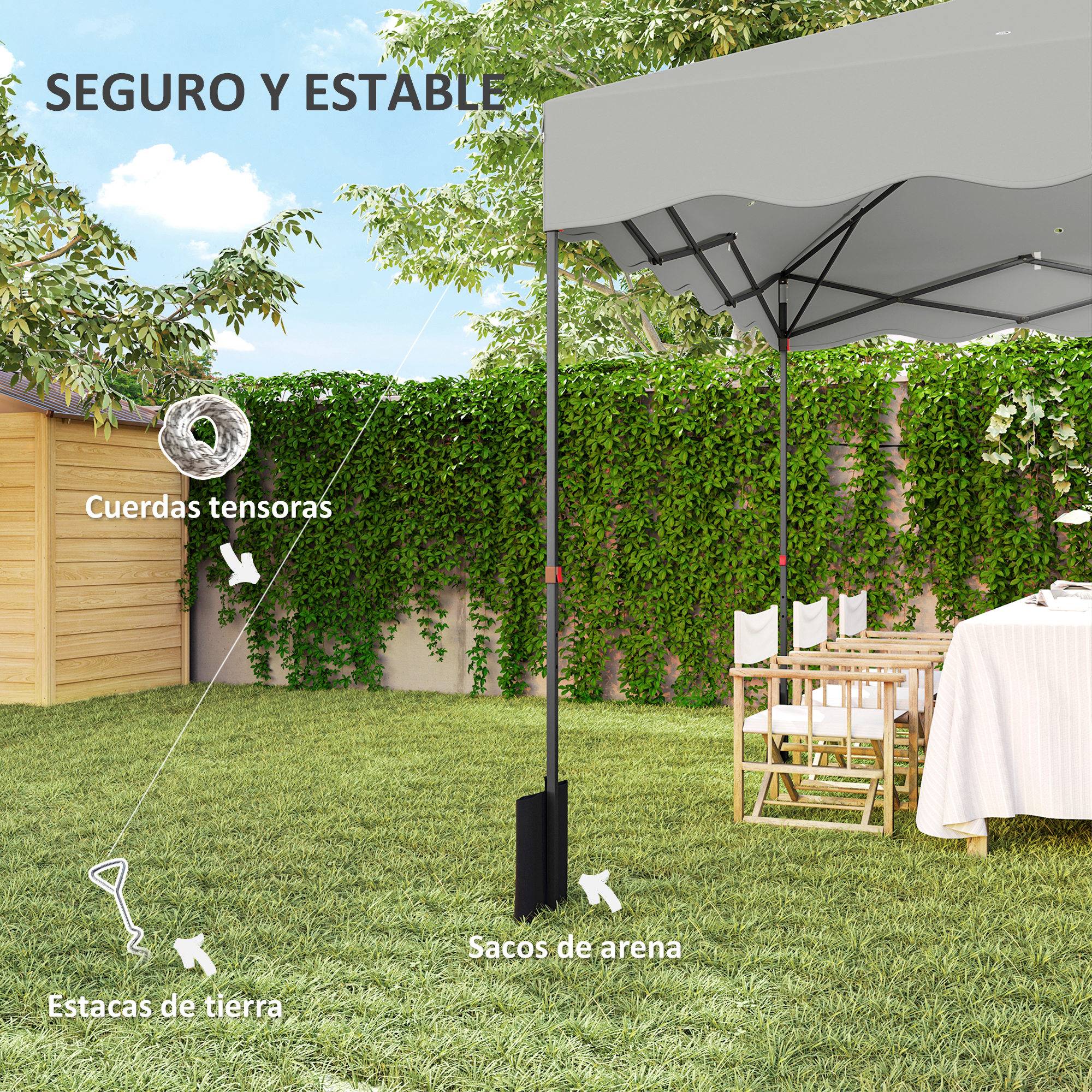 Tente pliante 3x3m avec protection UV, hauteur réglable et sac de transport à roulettes pour 6 à 9 personnes, blanche - Image 9