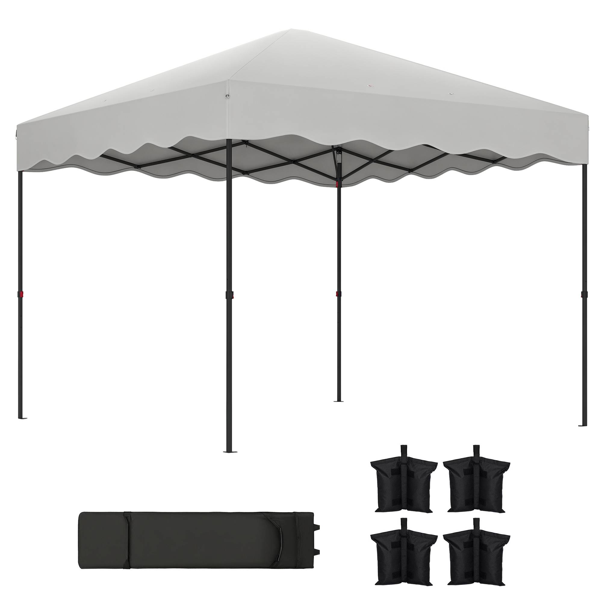 Tente pliante 3x3m avec protection UV, hauteur réglable et sac de transport à roulettes pour 6 à 9 personnes, blanche - Image 1