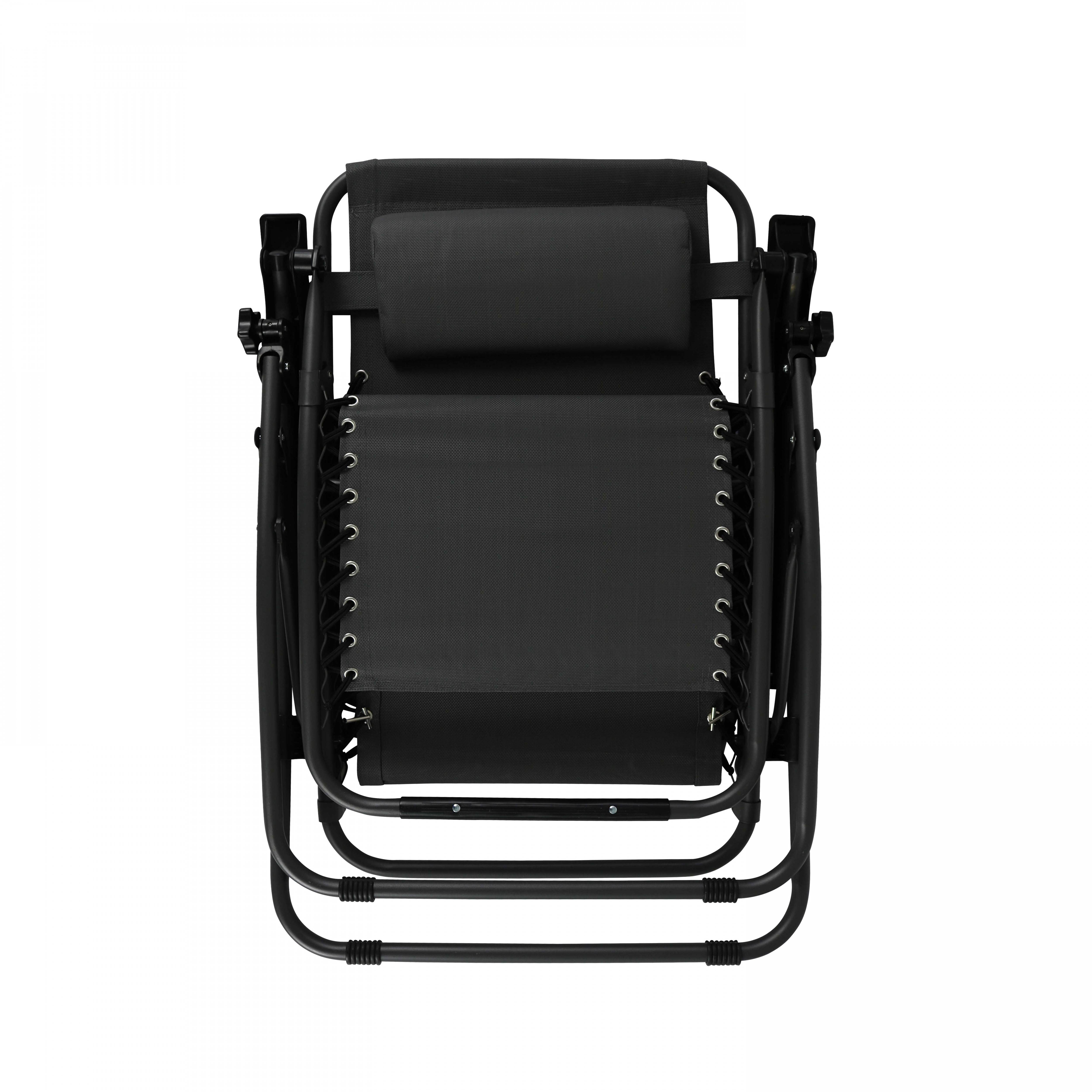 Oviala - Lot de 2 fauteuils lounge inclinable en acier noir Monaco - Oviala - Image 5