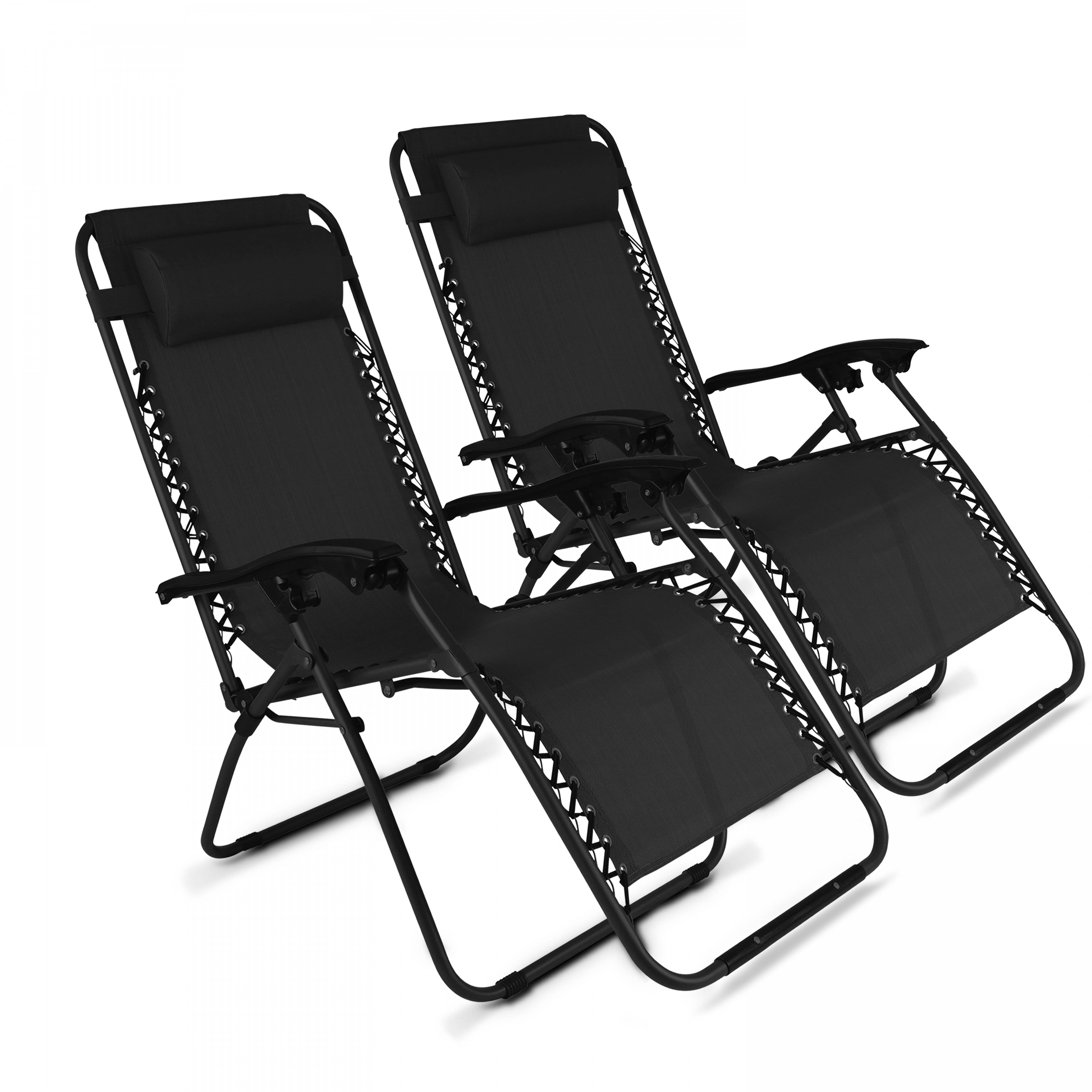 Oviala - Lot de 2 fauteuils lounge inclinable en acier noir Monaco - Oviala - Image 1