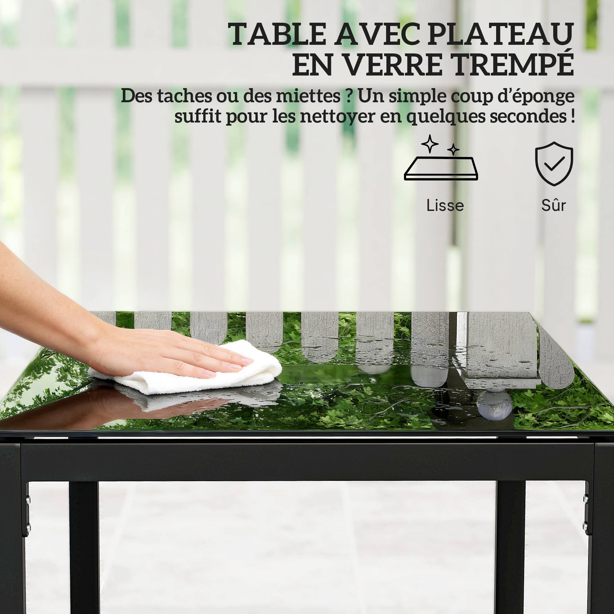 Sans Marque - Salon de jardin extérieur en résine tressée 2 personnes, table de jardin avec 2 chaises, plateau en verre trempé, marron - Image 9