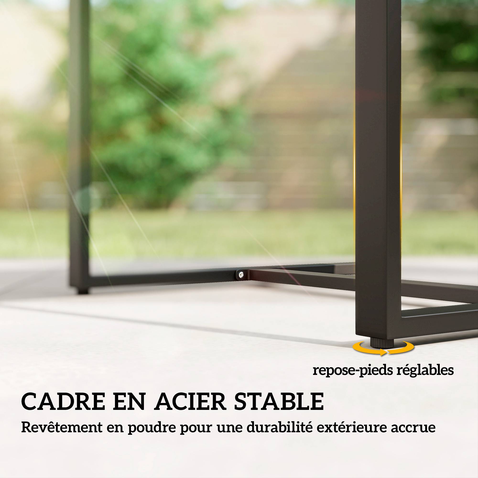 Sans Marque - Salon de jardin extérieur en résine tressée 2 personnes, table de jardin avec 2 chaises, plateau en verre trempé, marron - Image 10