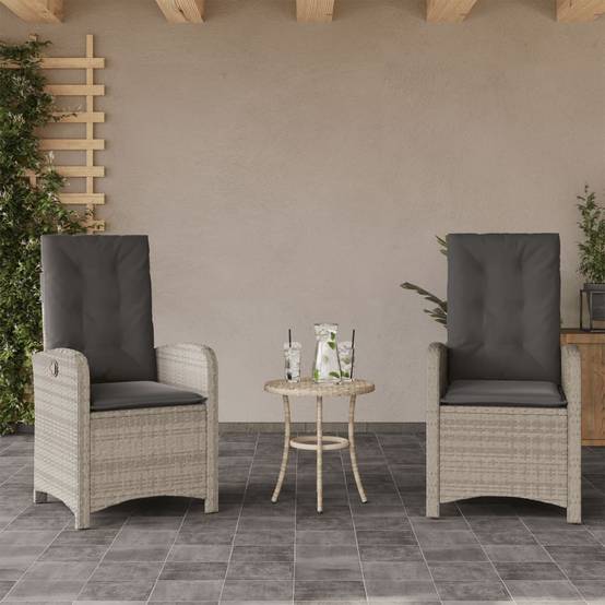 ComfortXL - Fauteuils Relax de Jardin Inclinables Résine Tressée Dossier Réglable pour Terrasse Lot de 2 Gris Clair – ComfortXL Outdoor Living - Image 1