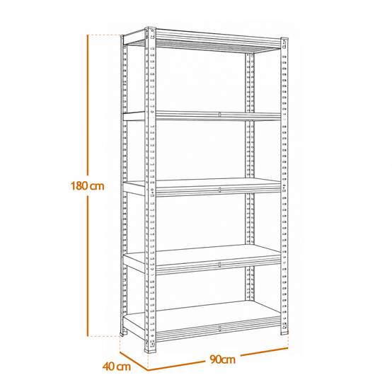Linxor - Lot de 2 étagères de stockage, rangement, 5 niveaux - Métal - 180 x 90 x 40 cm - Charge maximale 875 kg - Gris - Linxor - Image 2