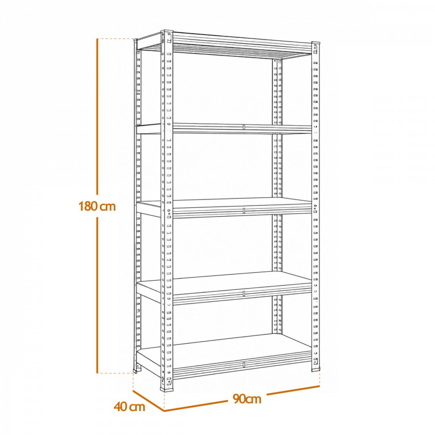 Linxor - Lot de 2 étagères de stockage, rangement, 5 niveaux - Métal - 180 x 90 x 40 cm - Charge maximale 875 kg - Gris - Linxor - Image 2