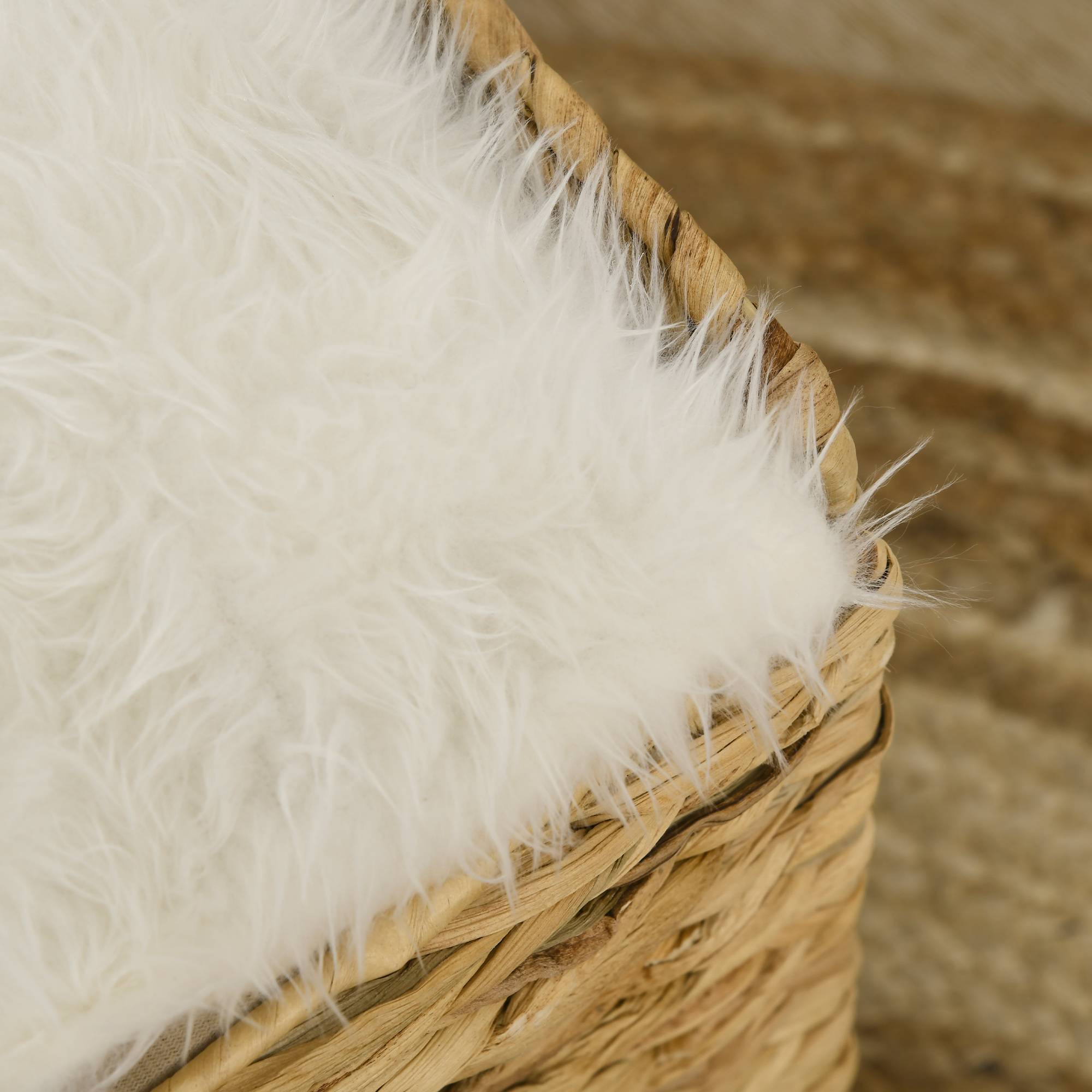 Sans Marque - Cachette jacinthe d'eau 2 couchages 2 coussins lavables, Naturel+Blanc - Image 10