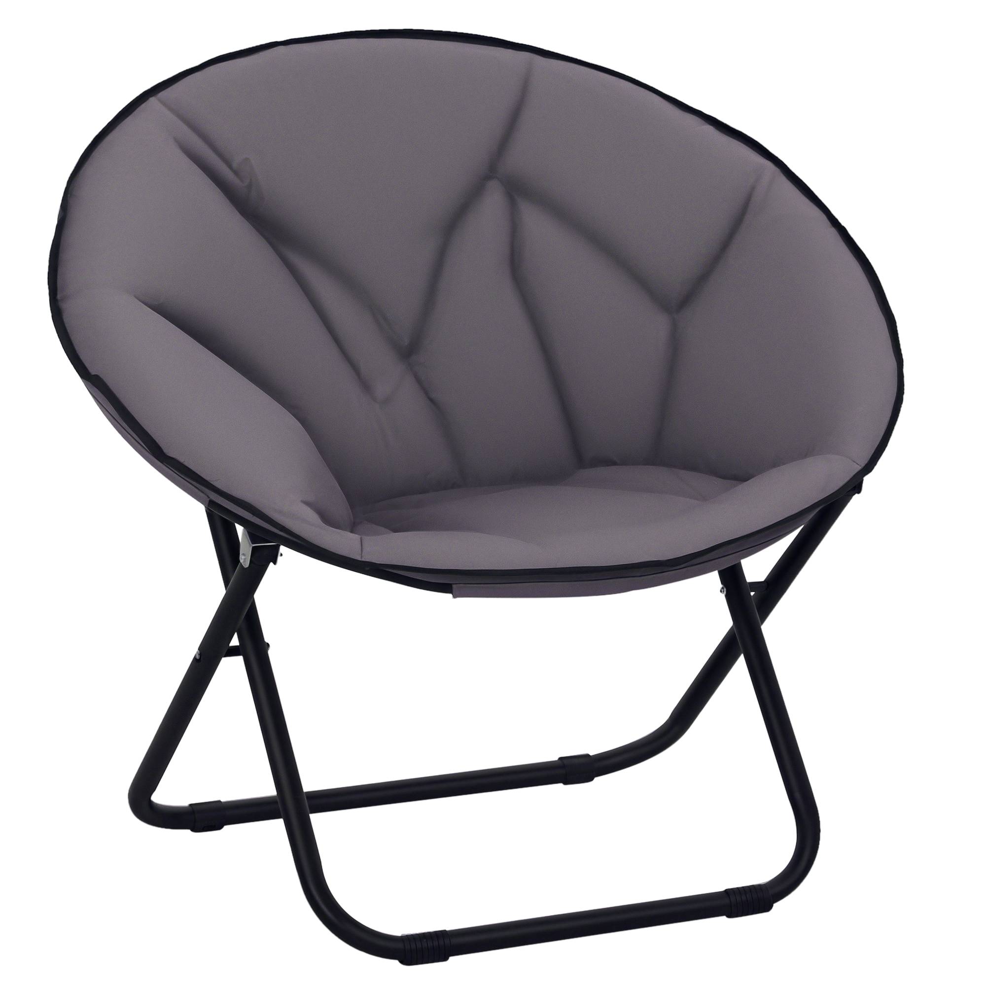 Fauteuil lune pliable métal Tissu Oxford épais Siège soucoupe camping 80x80x75cm Gris - ComfortXL Outdoor Living - Image 1