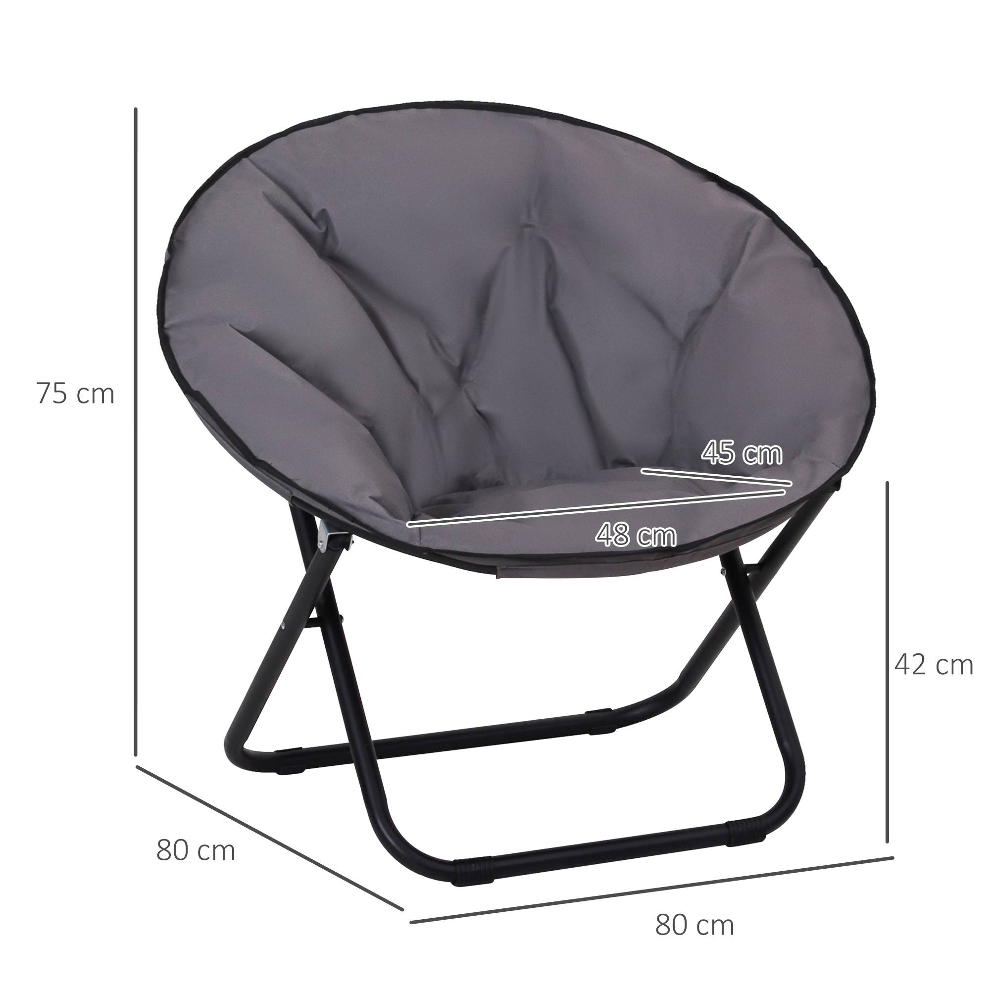 Fauteuil lune pliable métal Tissu Oxford épais Siège soucoupe camping 80x80x75cm Gris - ComfortXL Outdoor Living - Image 5
