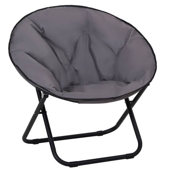 Fauteuil lune pliable métal Tissu Oxford épais Siège soucoupe camping 80x80x75cm Gris - ComfortXL Outdoor Living - Image 8