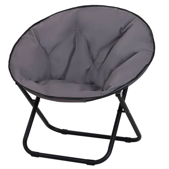 Fauteuil lune pliable métal Tissu Oxford épais Siège soucoupe camping 80x80x75cm Gris - ComfortXL Outdoor Living - Image 2
