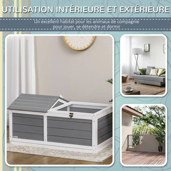 Enclos pour tortue bois naturel 86 x 54 x 43 cm - PANGIVO - Image 9