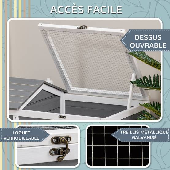 Enclos pour tortue bois naturel 86 x 54 x 43 cm - PANGIVO - Image 7