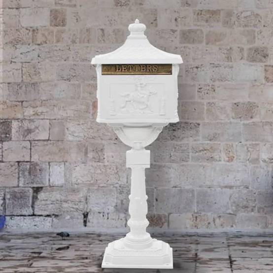 Autre - Boîte aux lettres sur pied Aluminium Vintage Antirouille Blanc - Image 1