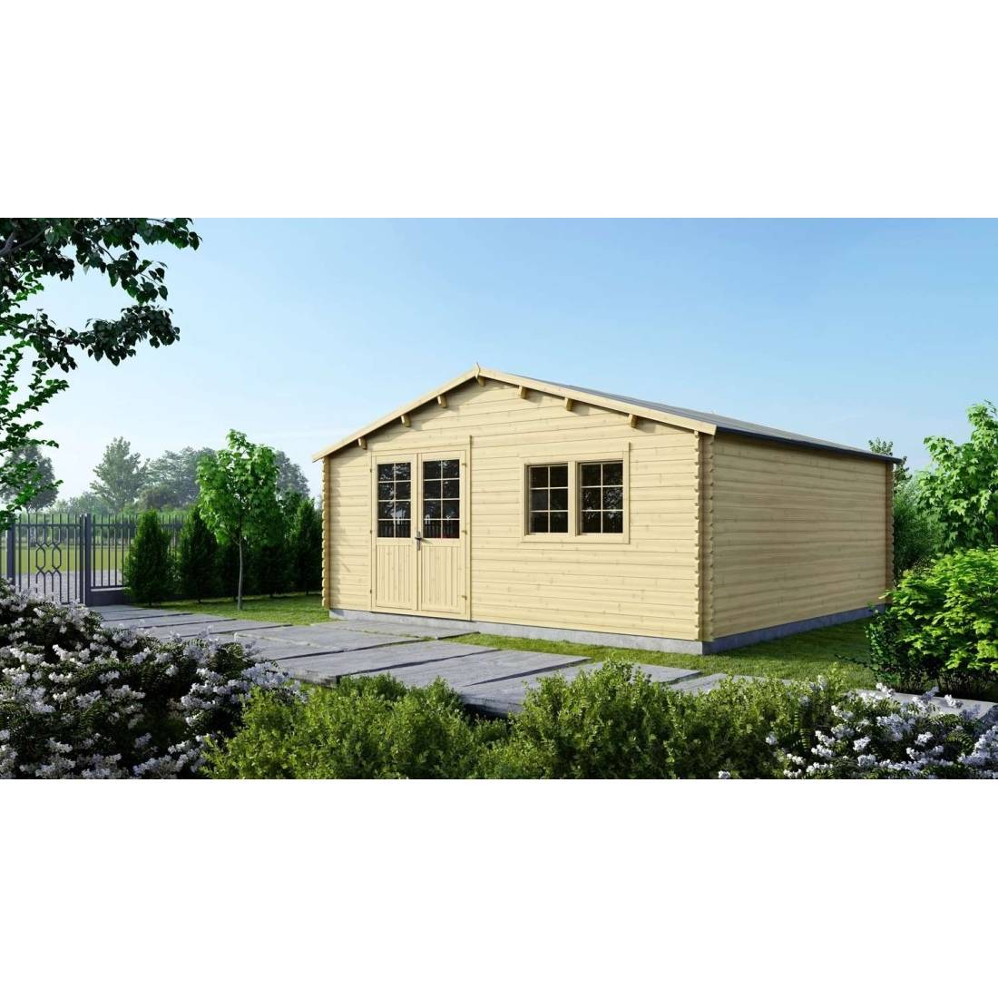 Altanka - Abri de jardin bois 36 m² – 6×6 m (±5,72 m int.), madriers 40 mm, double porte vitrée + fenêtre oscillo-battante – Altanka - Image 1