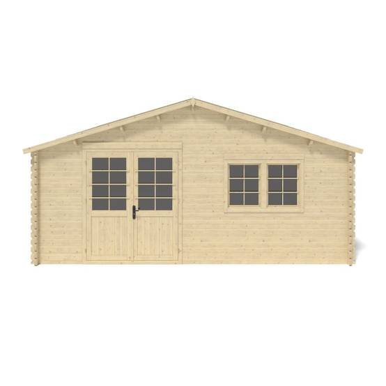 Altanka - Abri de jardin bois 36 m² – 6×6 m (±5,72 m int.), madriers 40 mm, double porte vitrée + fenêtre oscillo-battante – Altanka - Image 4