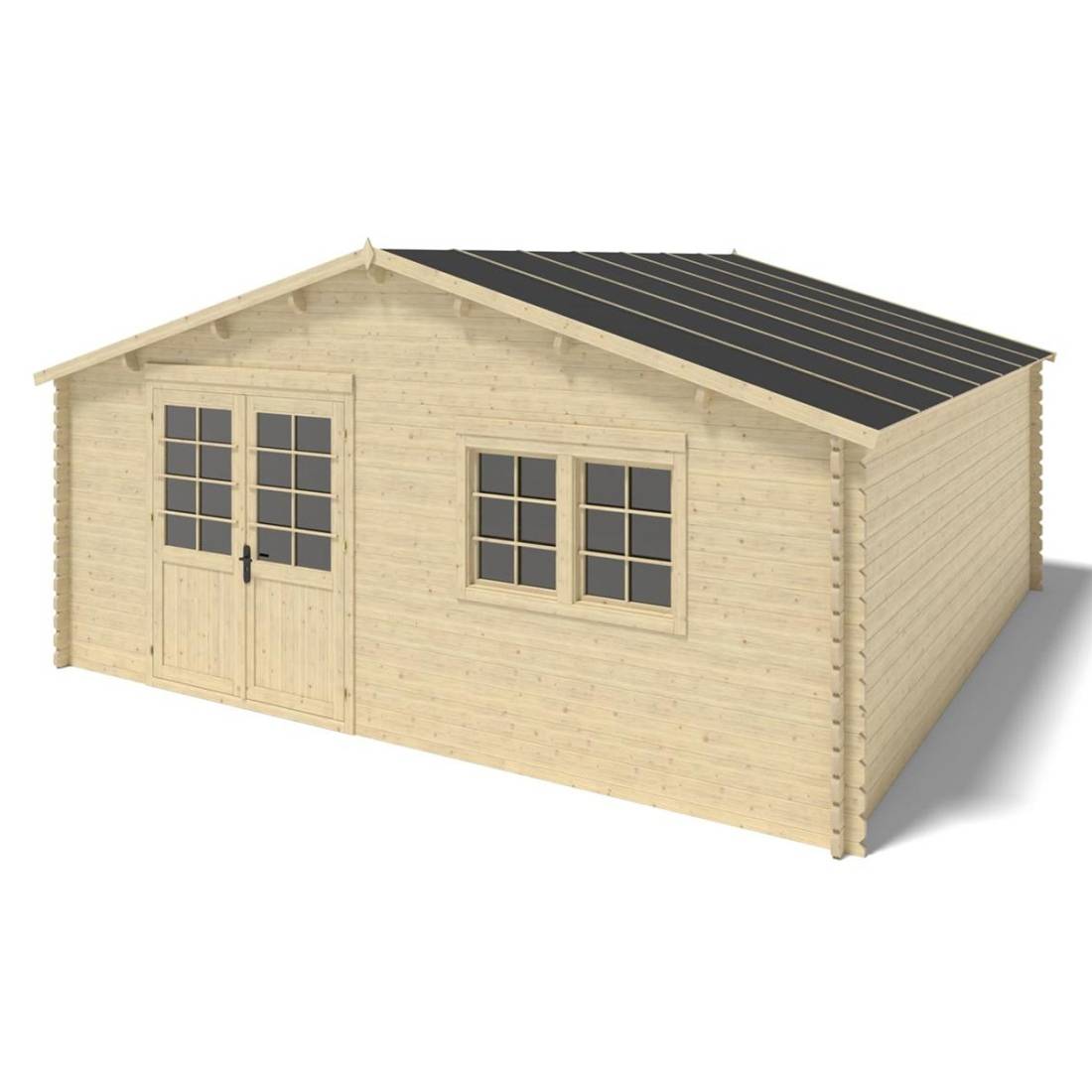 Altanka - Abri de jardin bois 36 m² – 6×6 m (±5,72 m int.), madriers 40 mm, double porte vitrée + fenêtre oscillo-battante – Altanka - Image 1