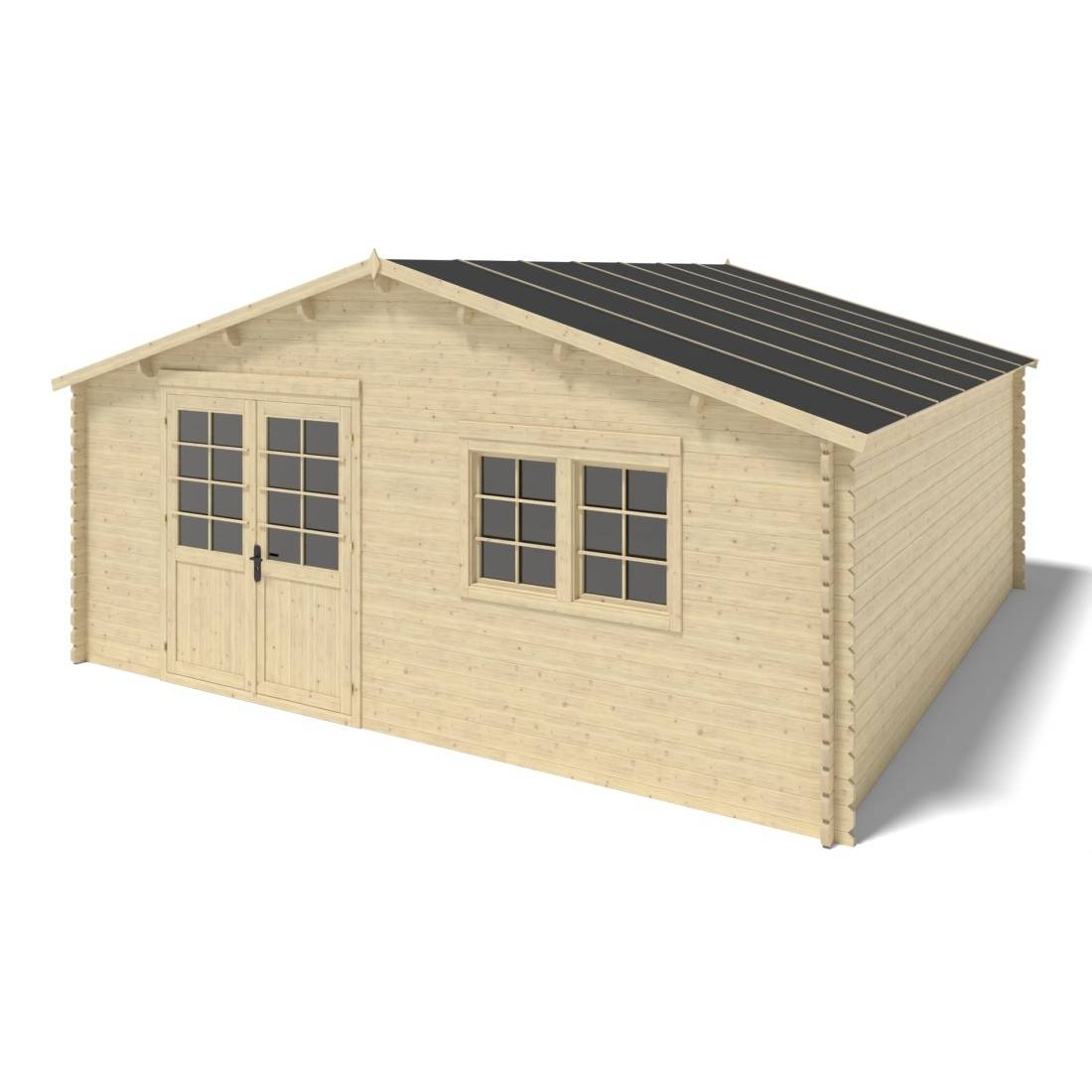 Altanka - Abri de jardin bois 36 m² – 6×6 m (±5,72 m int.), madriers 40 mm, double porte vitrée + fenêtre oscillo-battante – Altanka - Image 5