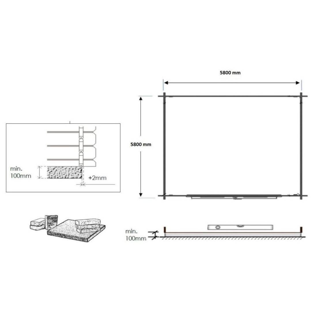 Altanka - Abri de jardin bois 36 m² – 6×6 m (±5,72 m int.), madriers 40 mm, double porte vitrée + fenêtre oscillo-battante – Altanka - Image 3