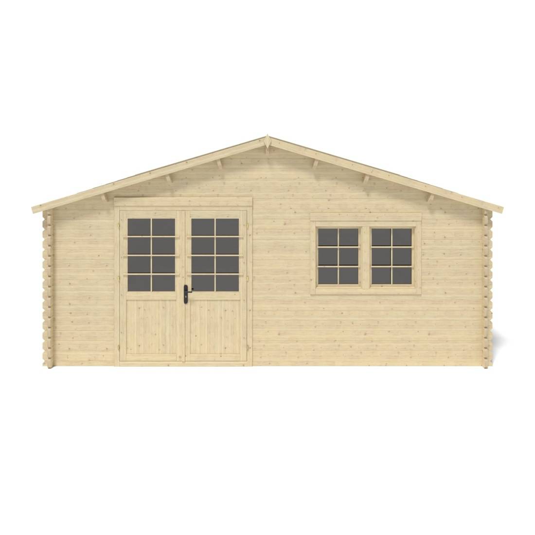 Altanka - Abri de jardin bois 36 m² – 6×6 m (±5,72 m int.), madriers 40 mm, double porte vitrée + fenêtre oscillo-battante – Altanka - Image 4