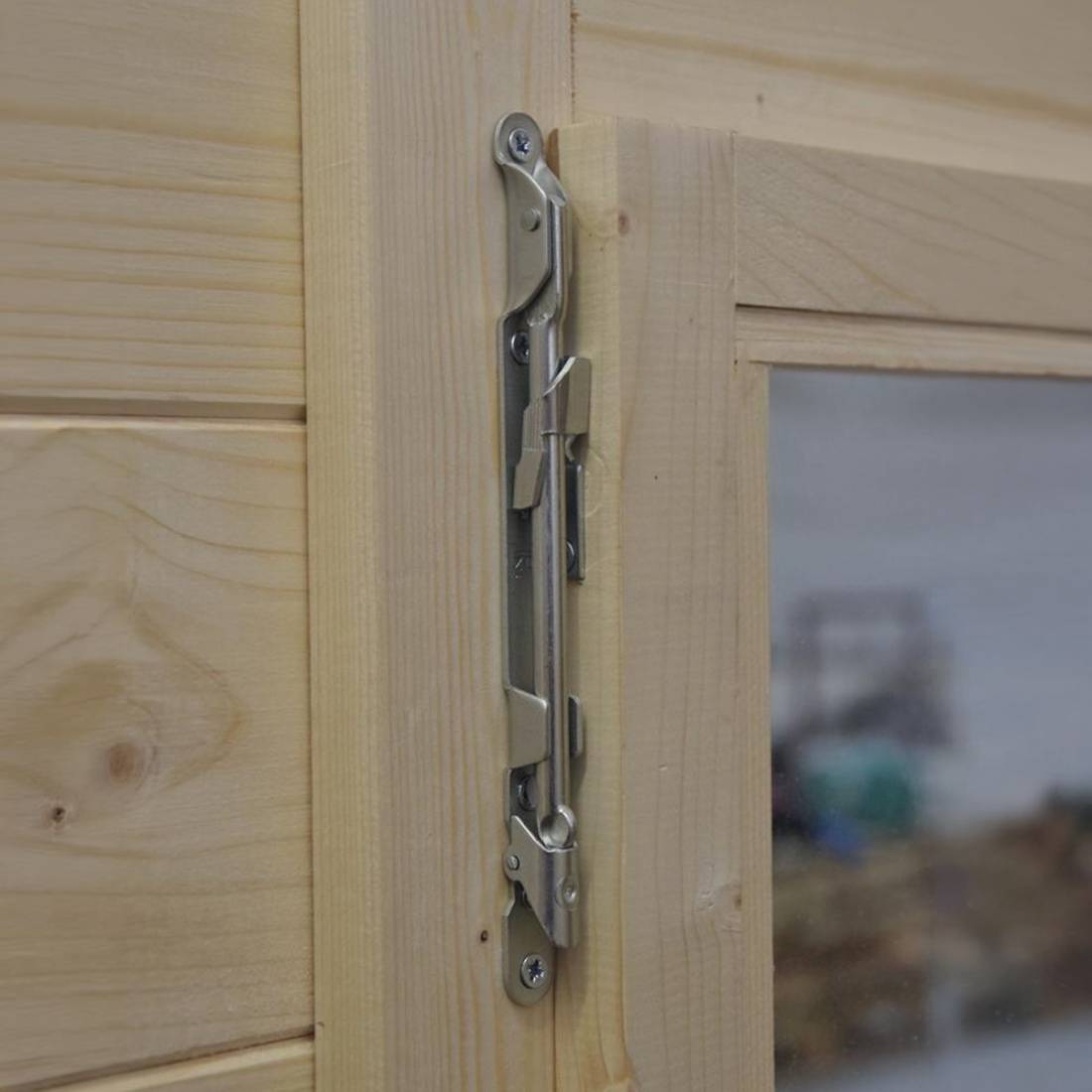 Altanka - Abri de jardin bois 36 m² – 6×6 m (±5,72 m int.), madriers 40 mm, double porte vitrée + fenêtre oscillo-battante – Altanka - Image 9