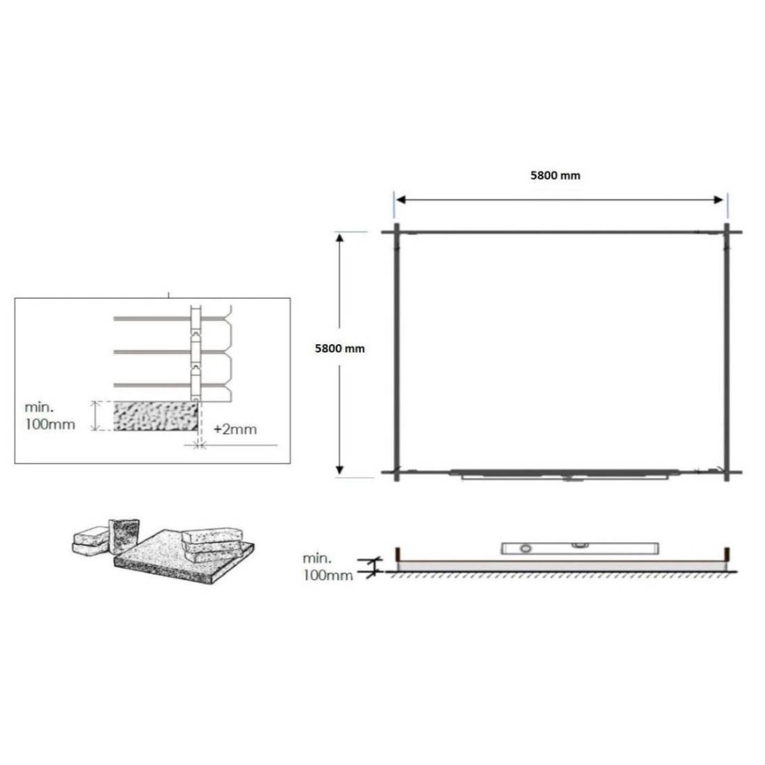 Altanka - Abri de jardin bois 36 m² – 6×6 m (±5,72 m int.), madriers 40 mm, double porte vitrée + fenêtre oscillo-battante – Altanka - Image 5