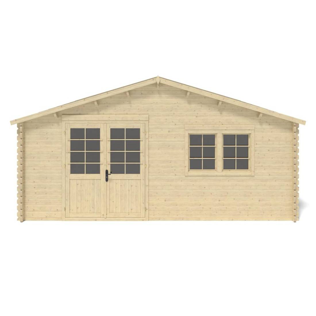 Altanka - Abri de jardin bois 36 m² – 6×6 m (±5,72 m int.), madriers 40 mm, double porte vitrée + fenêtre oscillo-battante – Altanka - Image 3