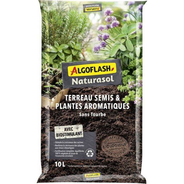 Algoflash - Terreau - ALGOFLASH NATURASOL - Semis plantes aromatiques - Sans tourbe - 10 L - Image 1