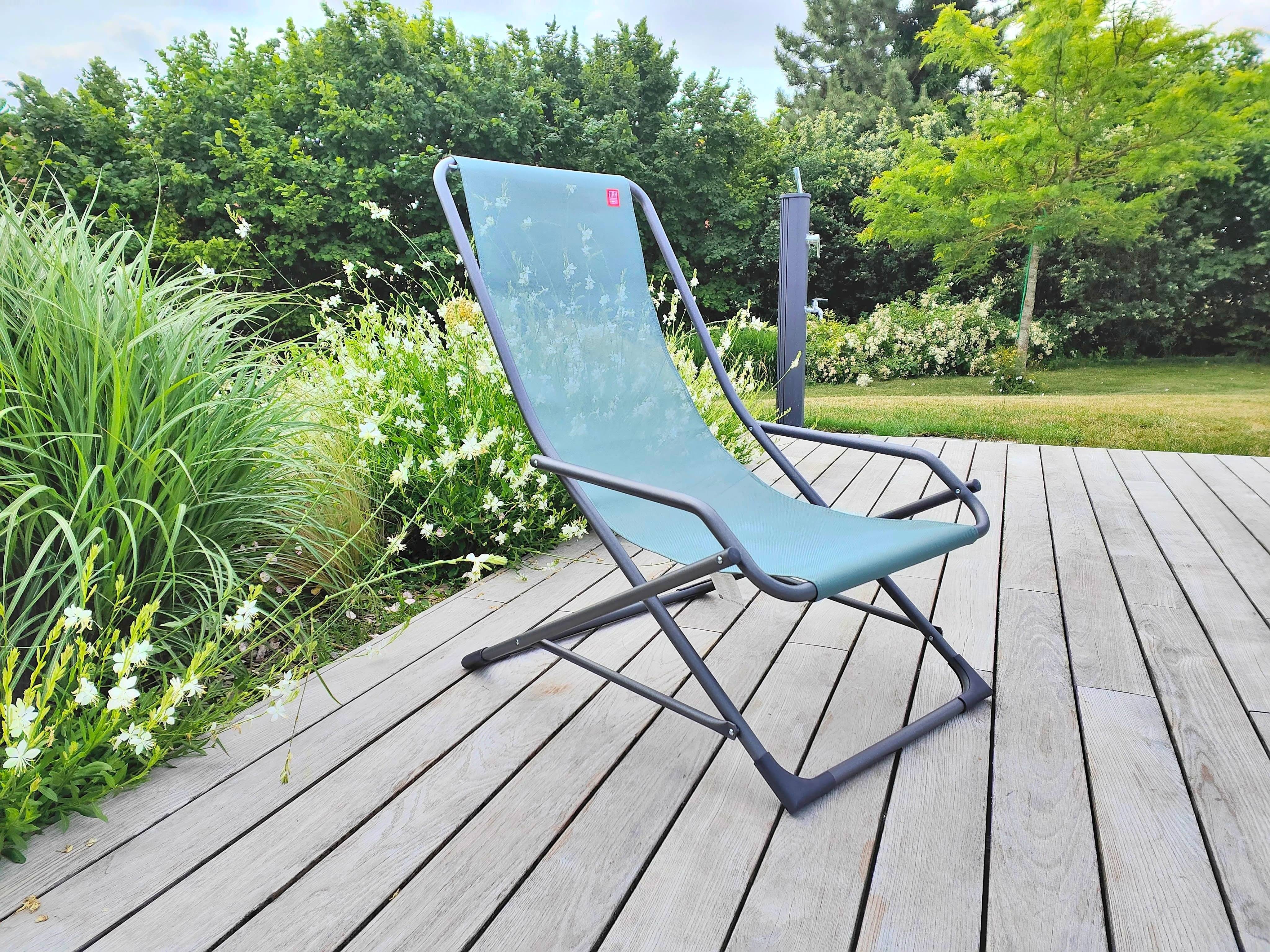 Fiam - Transat DONDOLINA Aluminium ANTHRACITE Texfil VERT SAUGE 92x63x83 cm FIAM - Image 5
