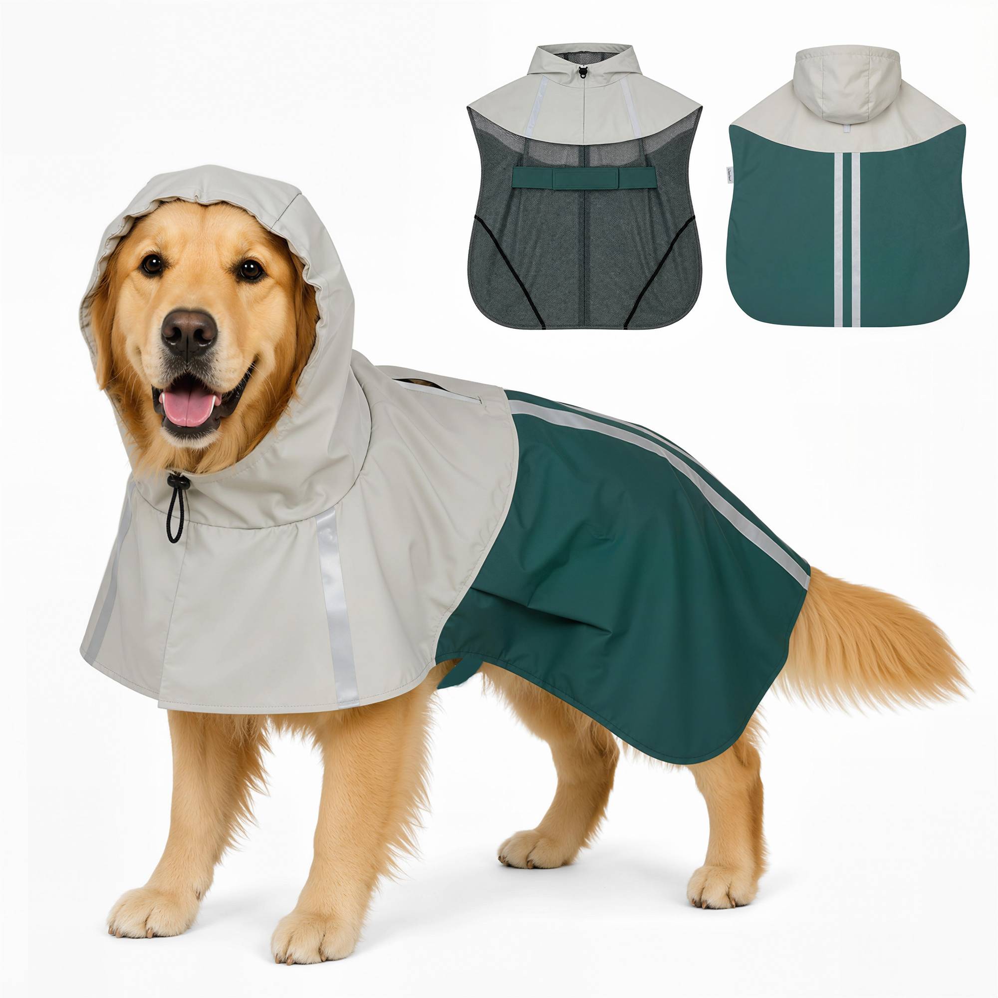 Sans Marque - Imperméable Chien Capuche Grands Chiens 20-30 kg Vert - Image 1