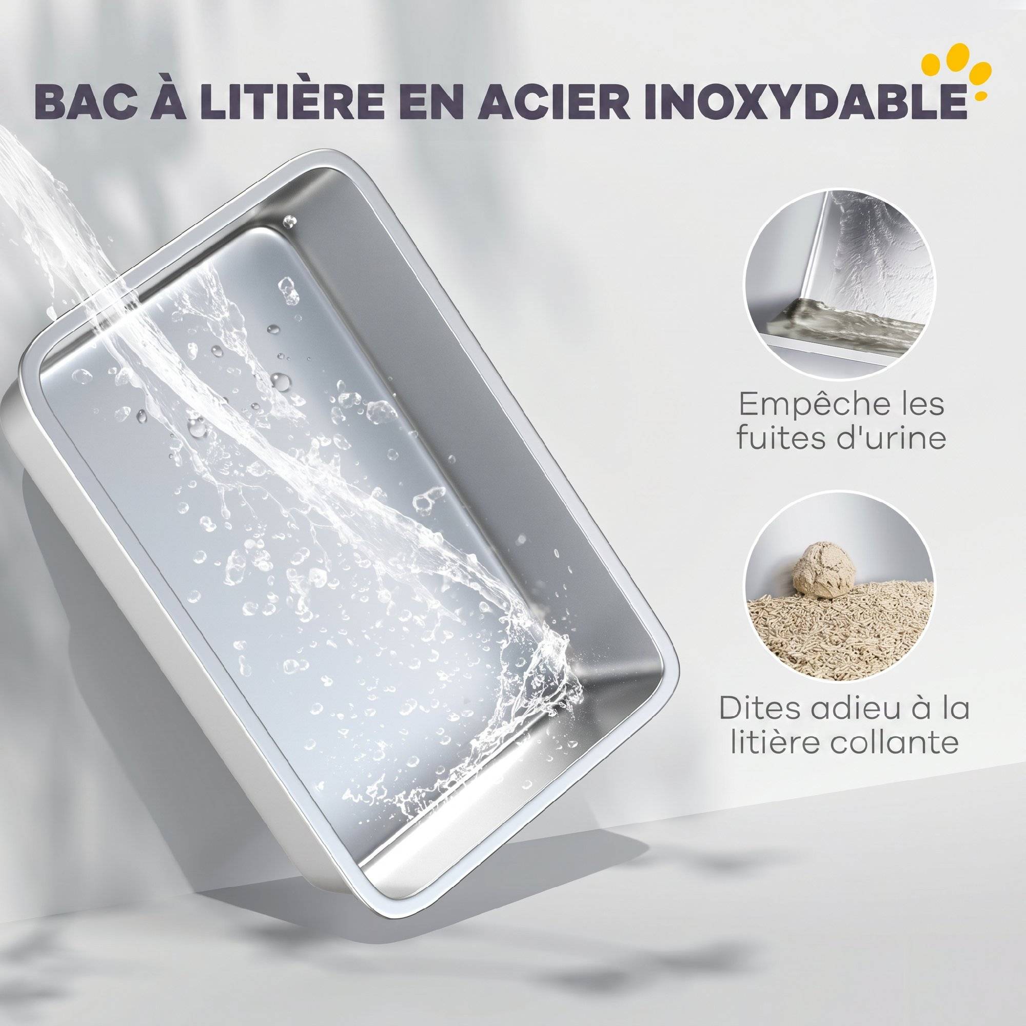 ComfortXL - Bac à litière fermé acier inoxydable 60,5x40,5x45 cm gris foncé anti-odeurs - ComfortXL Outdoor Living - Image 7