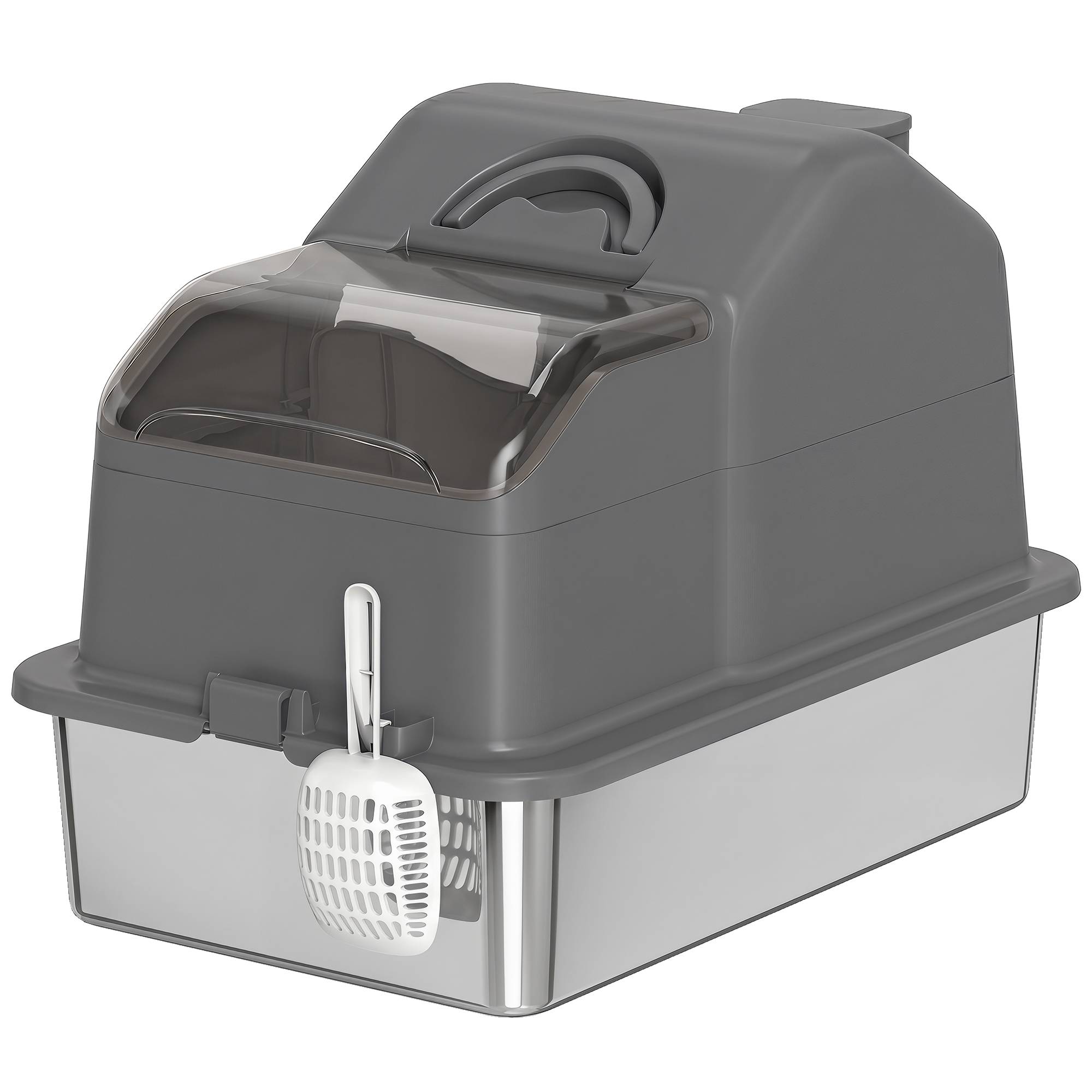 ComfortXL - Bac à litière fermé acier inoxydable 60,5x40,5x45 cm gris foncé anti-odeurs - ComfortXL Outdoor Living - Image 1