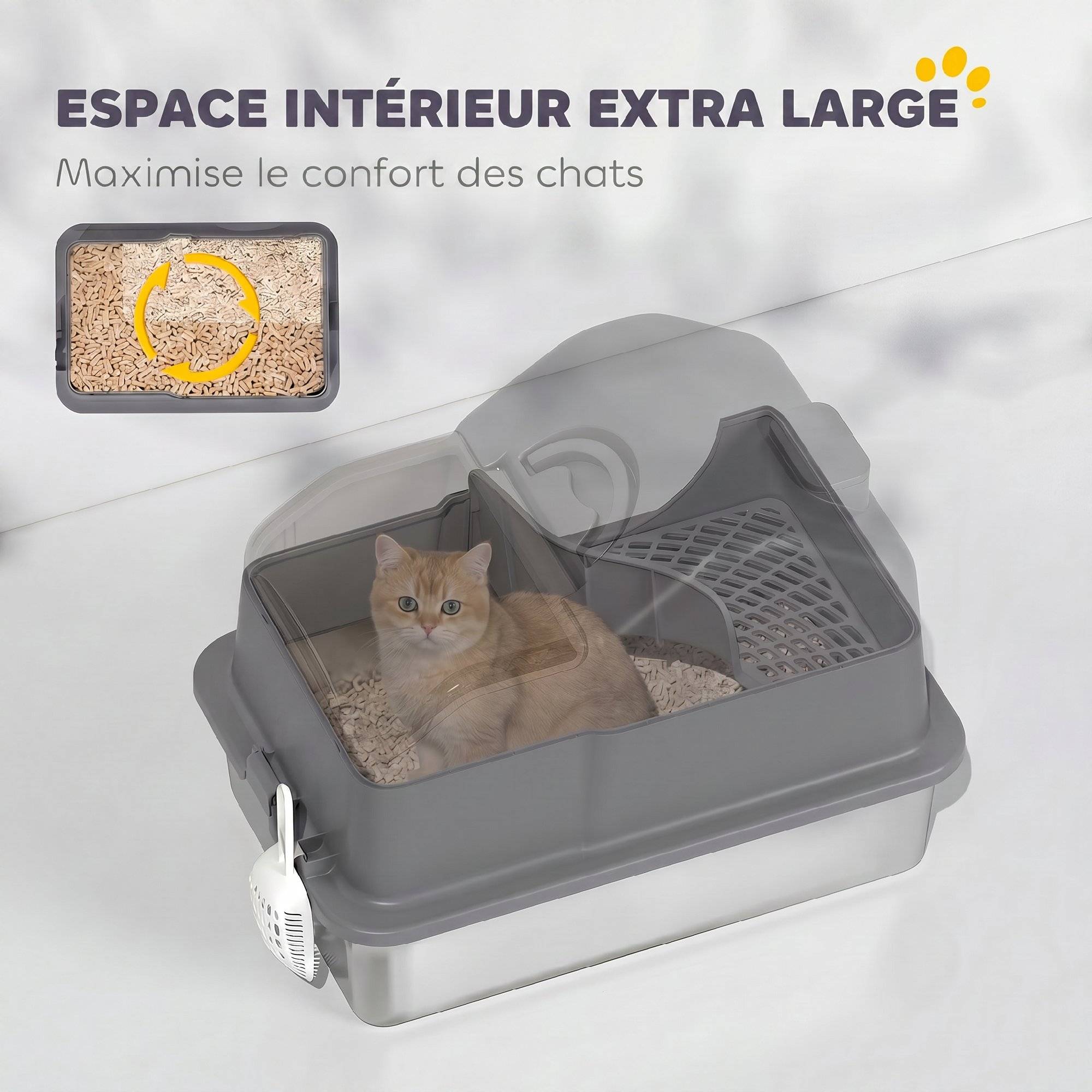 ComfortXL - Bac à litière fermé acier inoxydable 60,5x40,5x45 cm gris foncé anti-odeurs - ComfortXL Outdoor Living - Image 6