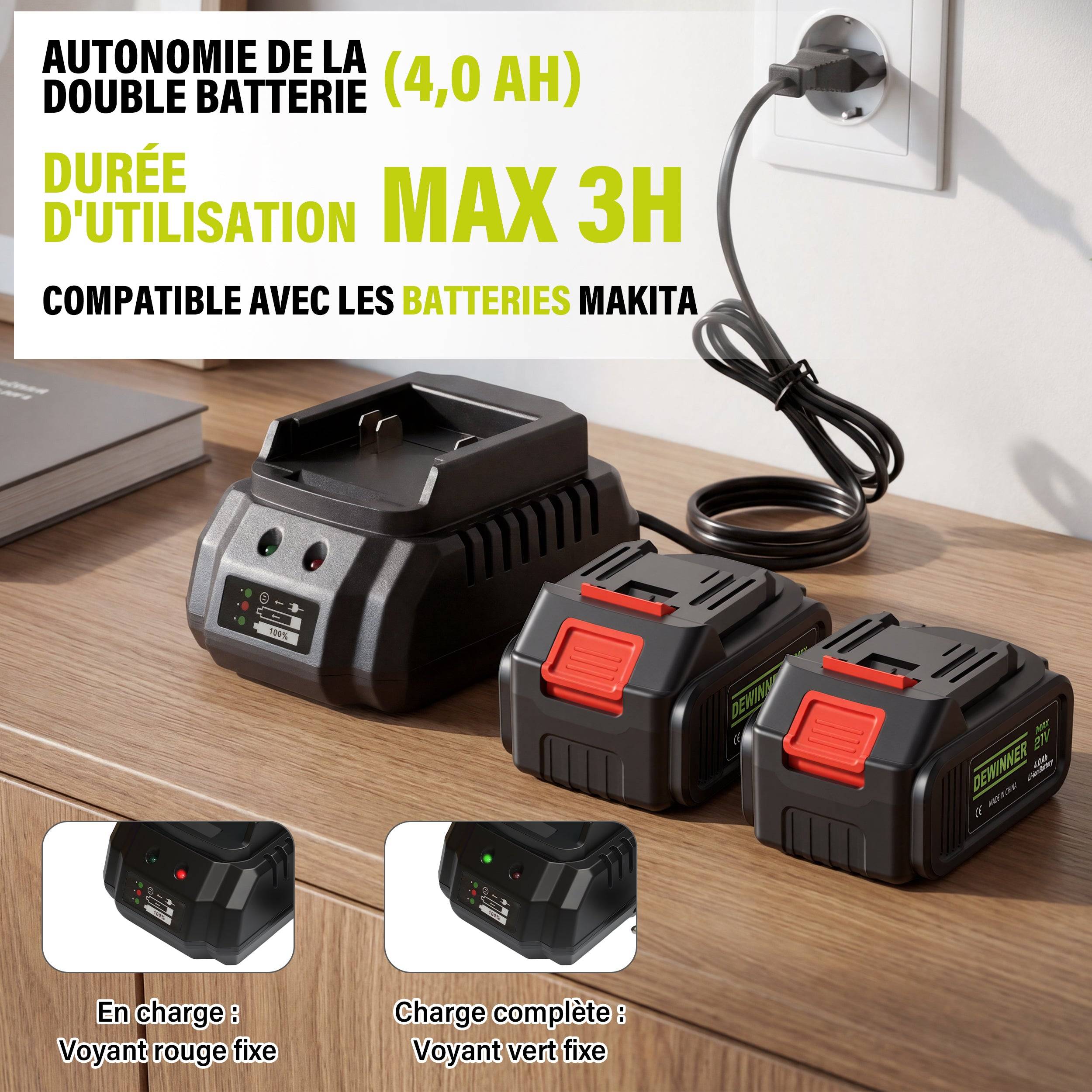 Teeno - Souffleur de Feuilles Sans Fil, 2 Batteries 4.0Ah, 210 km/h, 6 Vitesses Réglables, Compatible avec Batteries Makita - Image 4