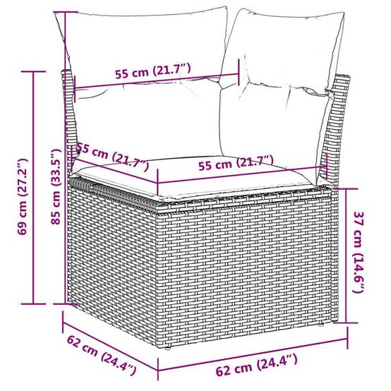 Salon d'Extérieur Canapé d'Angle 5 Places Poly Rotin Gris Coussins Bleu Marine Modulable – ComfortXL Outdoor Living - Image 10