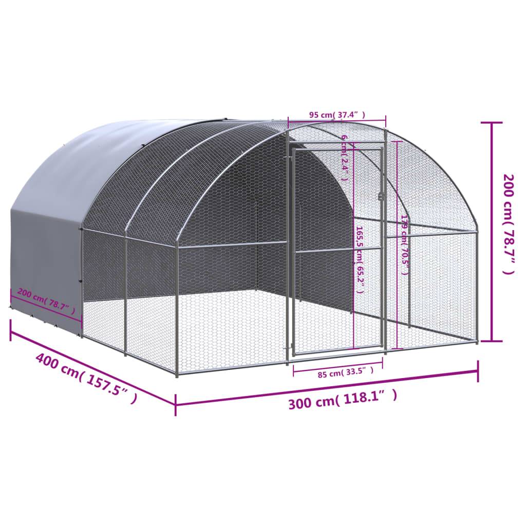Vidaxl - Poulailler d'extérieur 3x4x2 m Acier galvanisé vidaXL 3095473 - Image 3