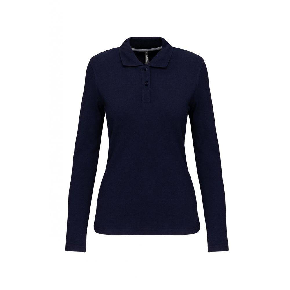 Polo de travail femme manches longues Kariban 100% coton Bleu Marine L - Image 1