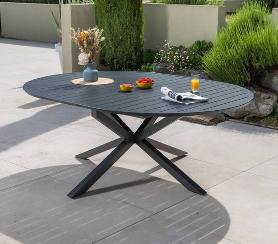 Ensemble table et chaises de jardin 8 places vert AIX - Image 2