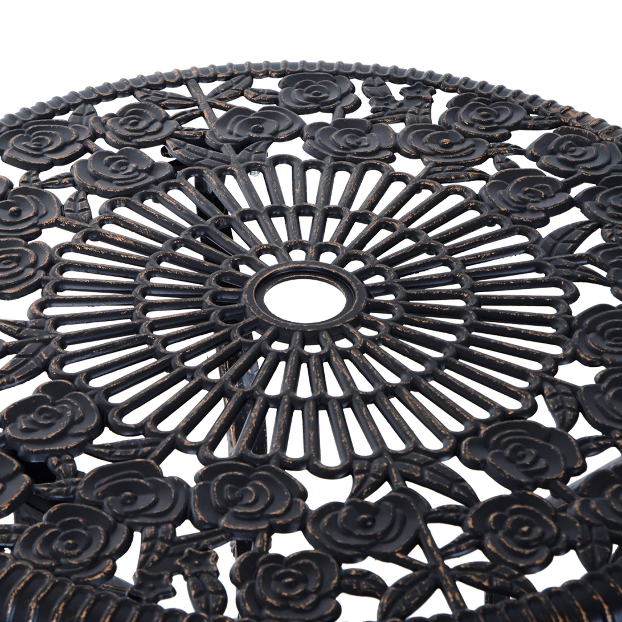 Set Bistrot Jardin Fonte Aluminium Balcon Terrasse avec Trou Parasol Bronze - ComfortXL Outdoor Living - Image 8