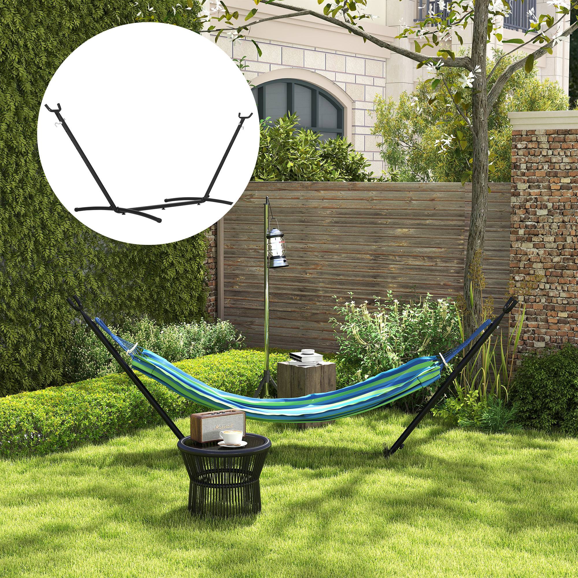 Support pour Hamac Métal Jardin Terrasse Montage Facile 280x120x110cm Noir - ComfortXL Outdoor Living - Image 4