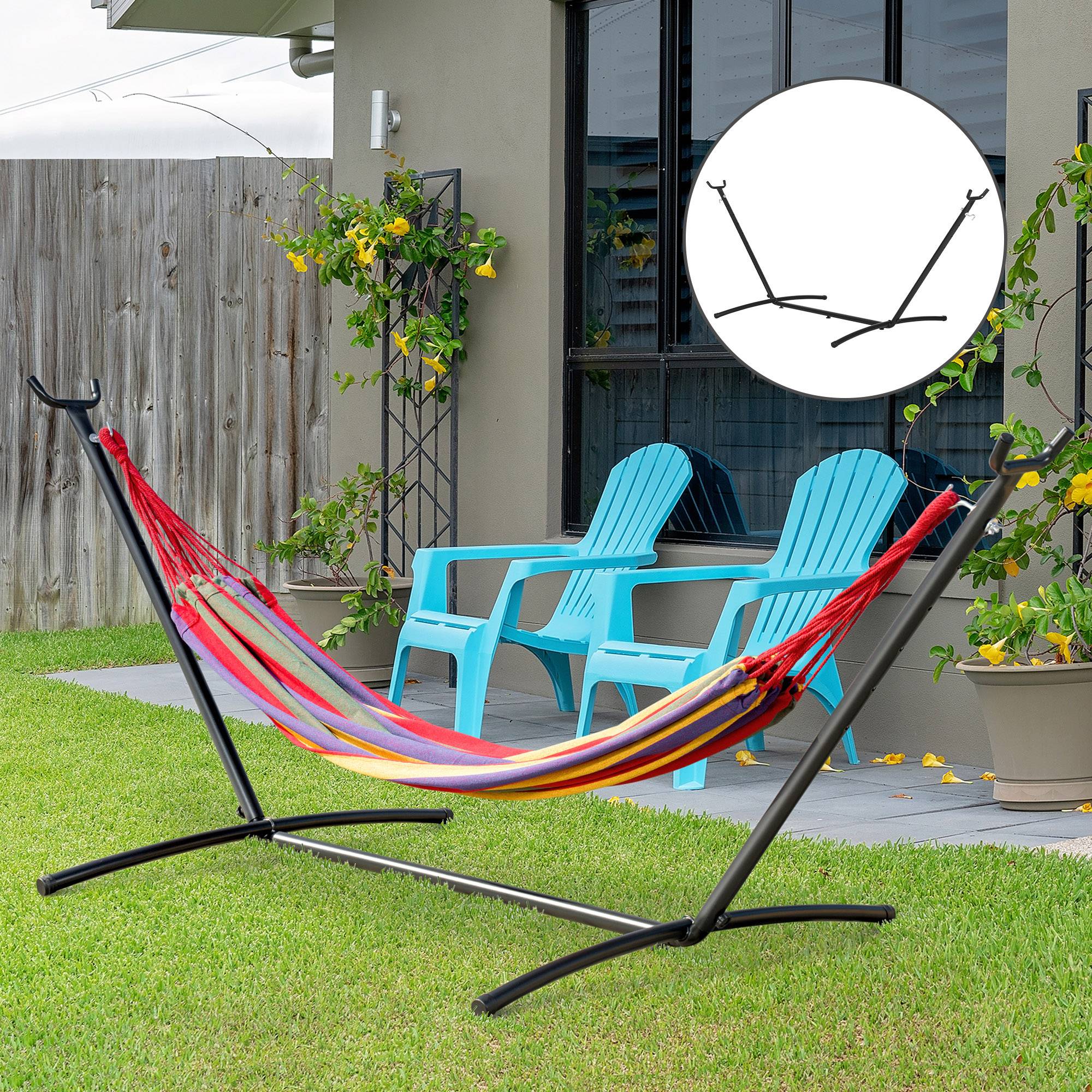 Support pour Hamac Métal Jardin Terrasse Montage Facile 280x120x110cm Noir - ComfortXL Outdoor Living - Image 9
