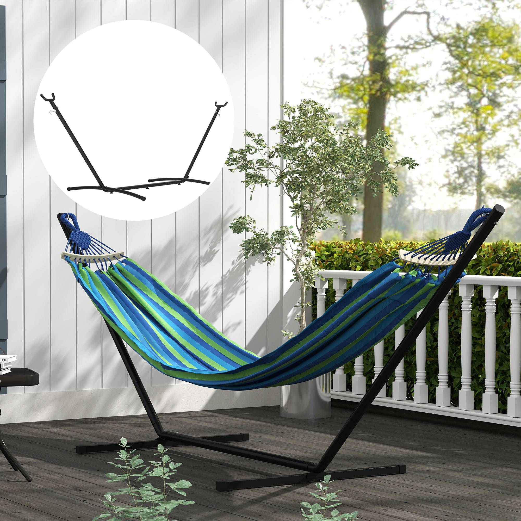 Support pour Hamac Métal Jardin Terrasse Montage Facile 280x120x110cm Noir - ComfortXL Outdoor Living - Image 3
