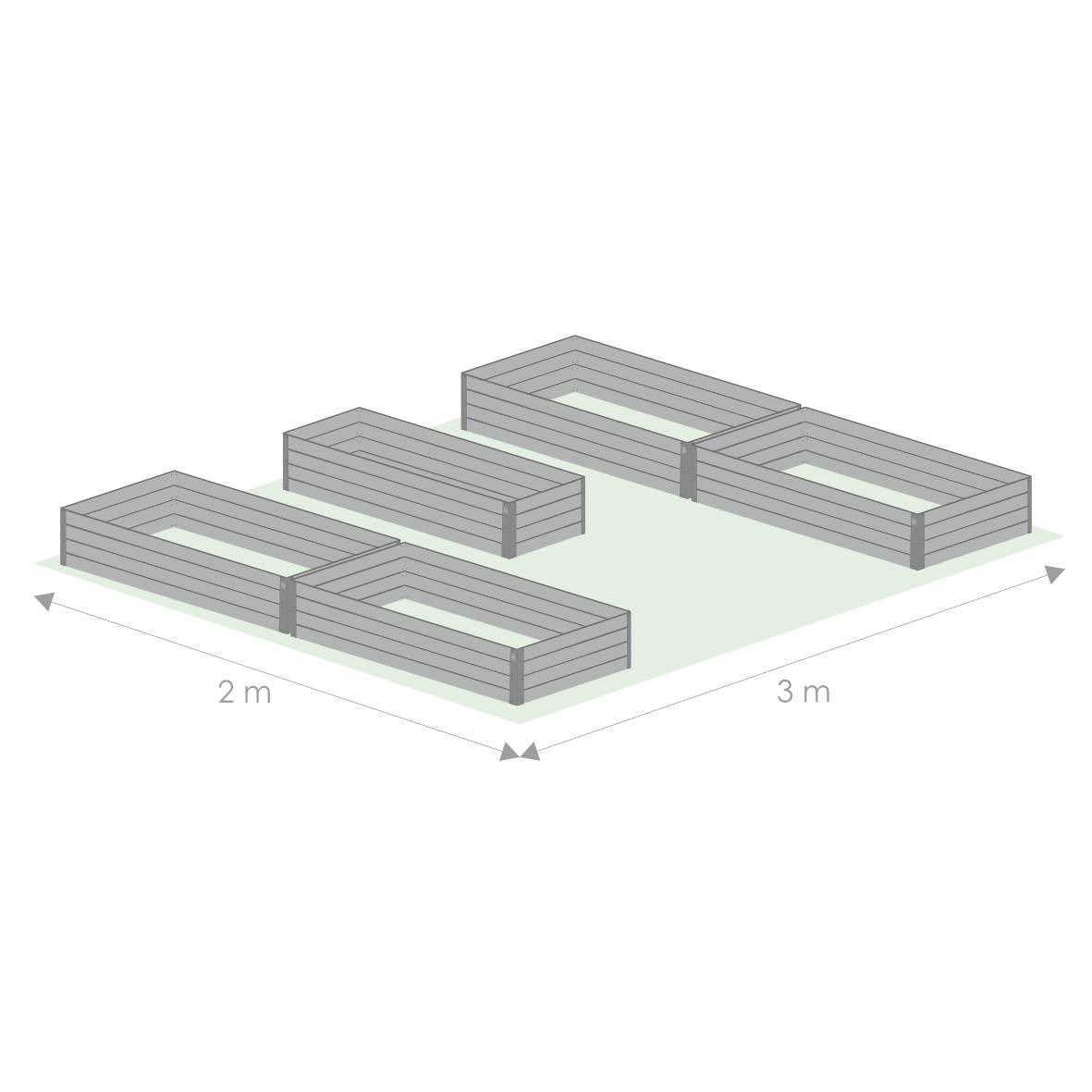 Kit de jardinière surélevées pour une serre 3x2 m, acier galvanisé, Klasika Greenhouses - Image 2
