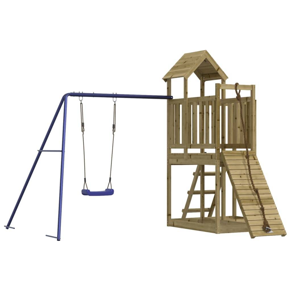 Helloshop26 - Aire de jeux d'extérieur balançoires toboggan portiques robuste jeux jardin 286 x 248 x 214 cm bois de pin imprégné - Image 2