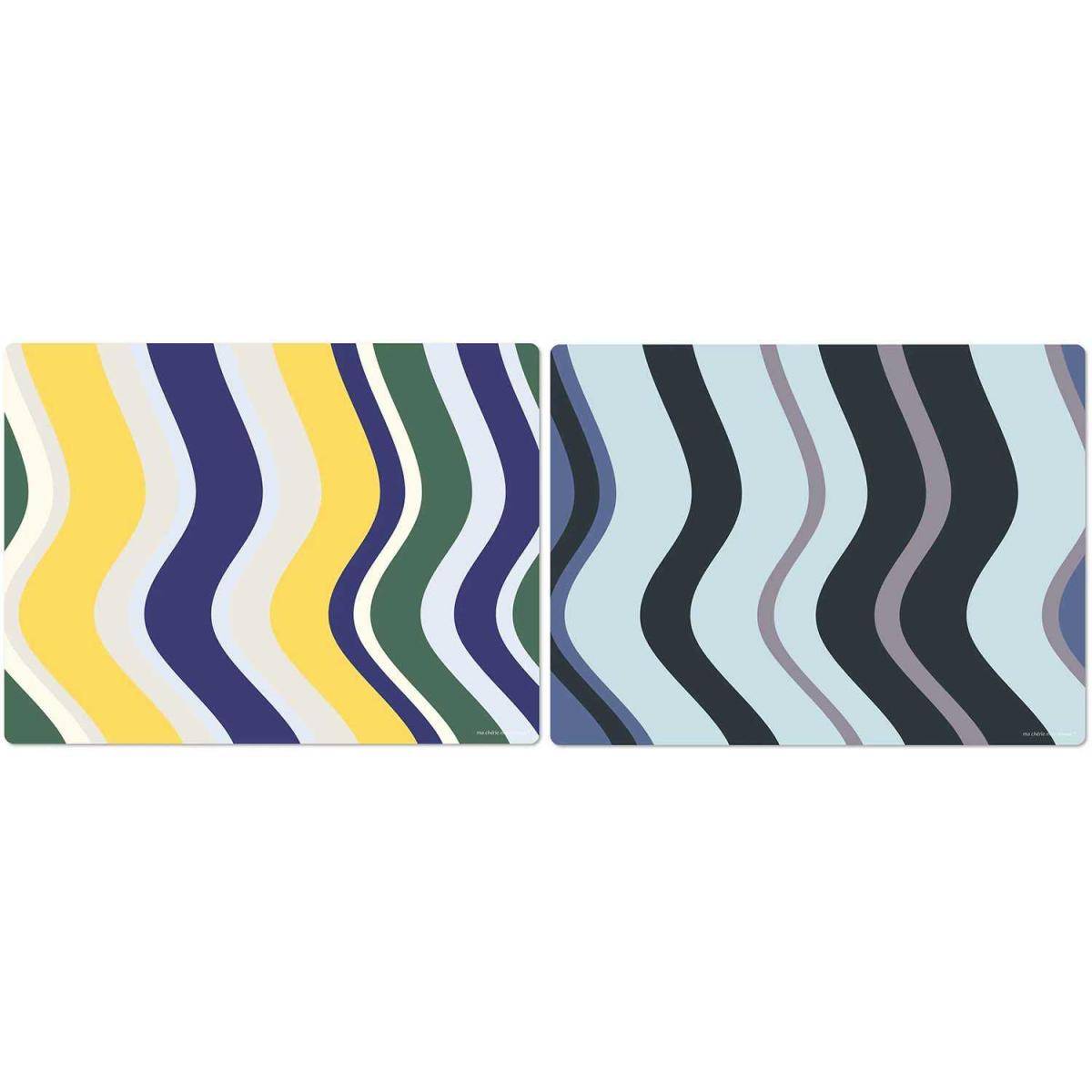 Set de table en vinyle 40 x 30 cm Wave II Lot de 2 sets de table motifs assortis - Image 1