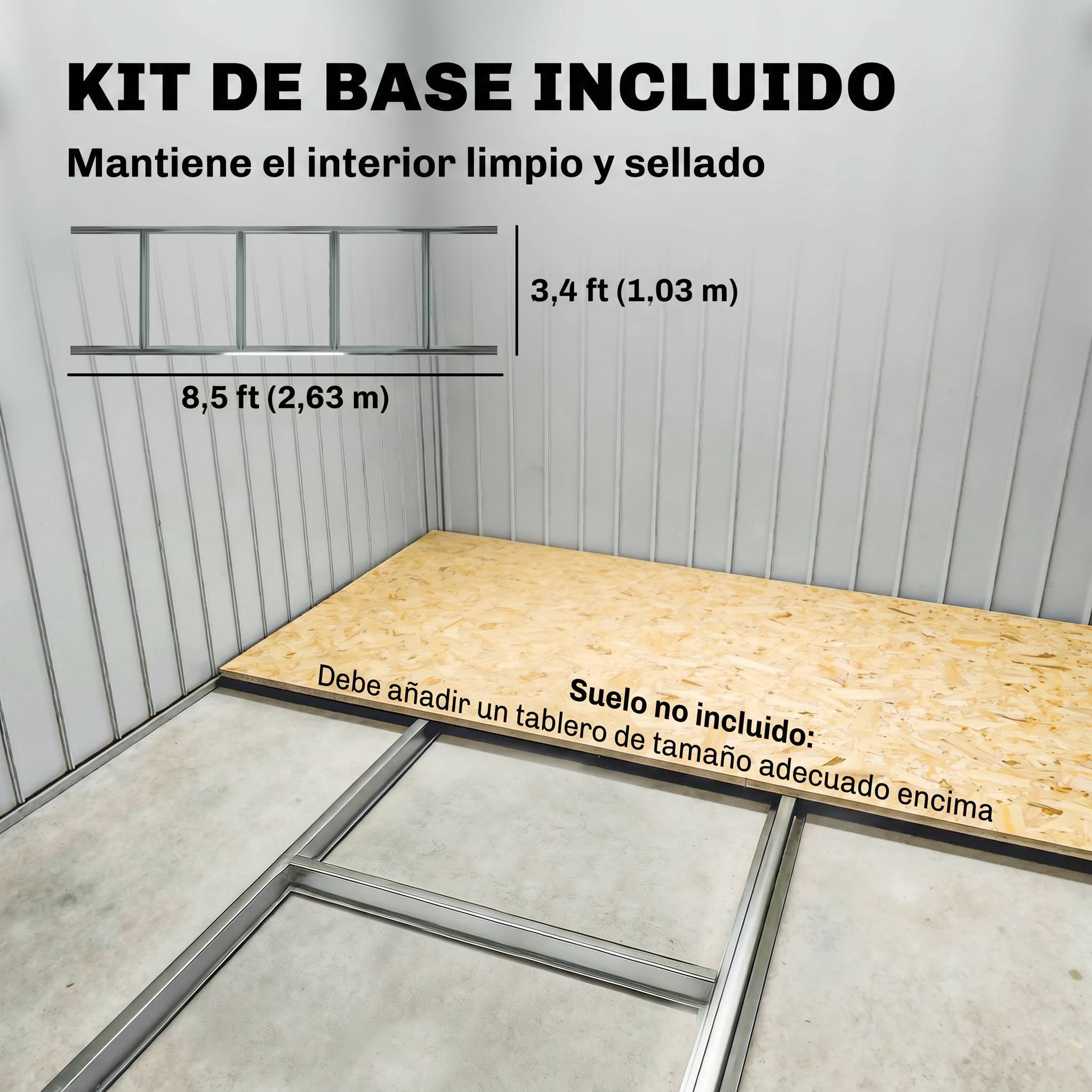Abri de jardin 4,9 m² 277 x 195 x 192 cm avec 2 portes coulissantes, base renforcée (plancher non inclus), vert foncé - Image 8
