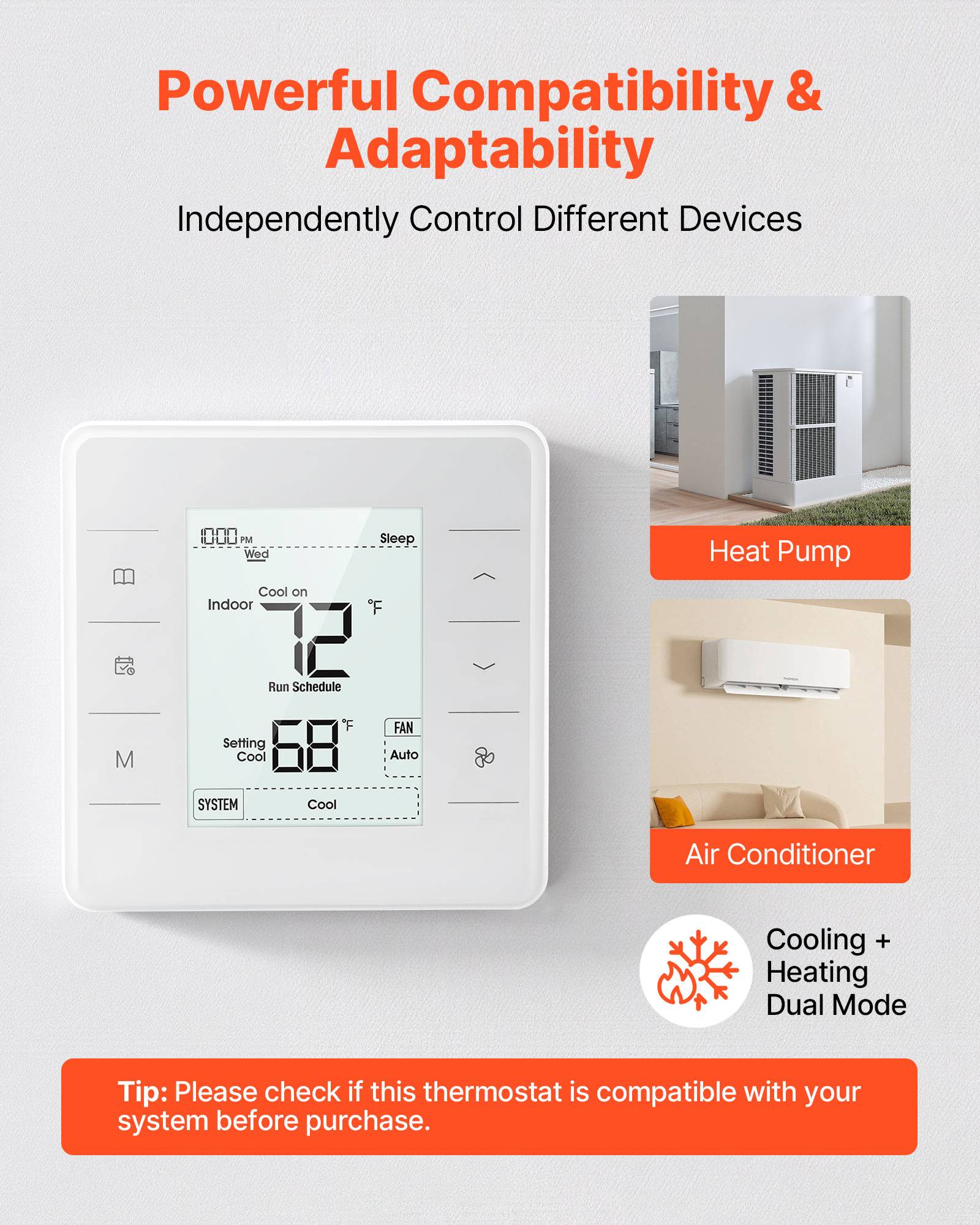 Vevor - VEVOR Thermostat Programmable Domestique 7 Jours pour Pompe Chaleur Climatiseur - Image 3