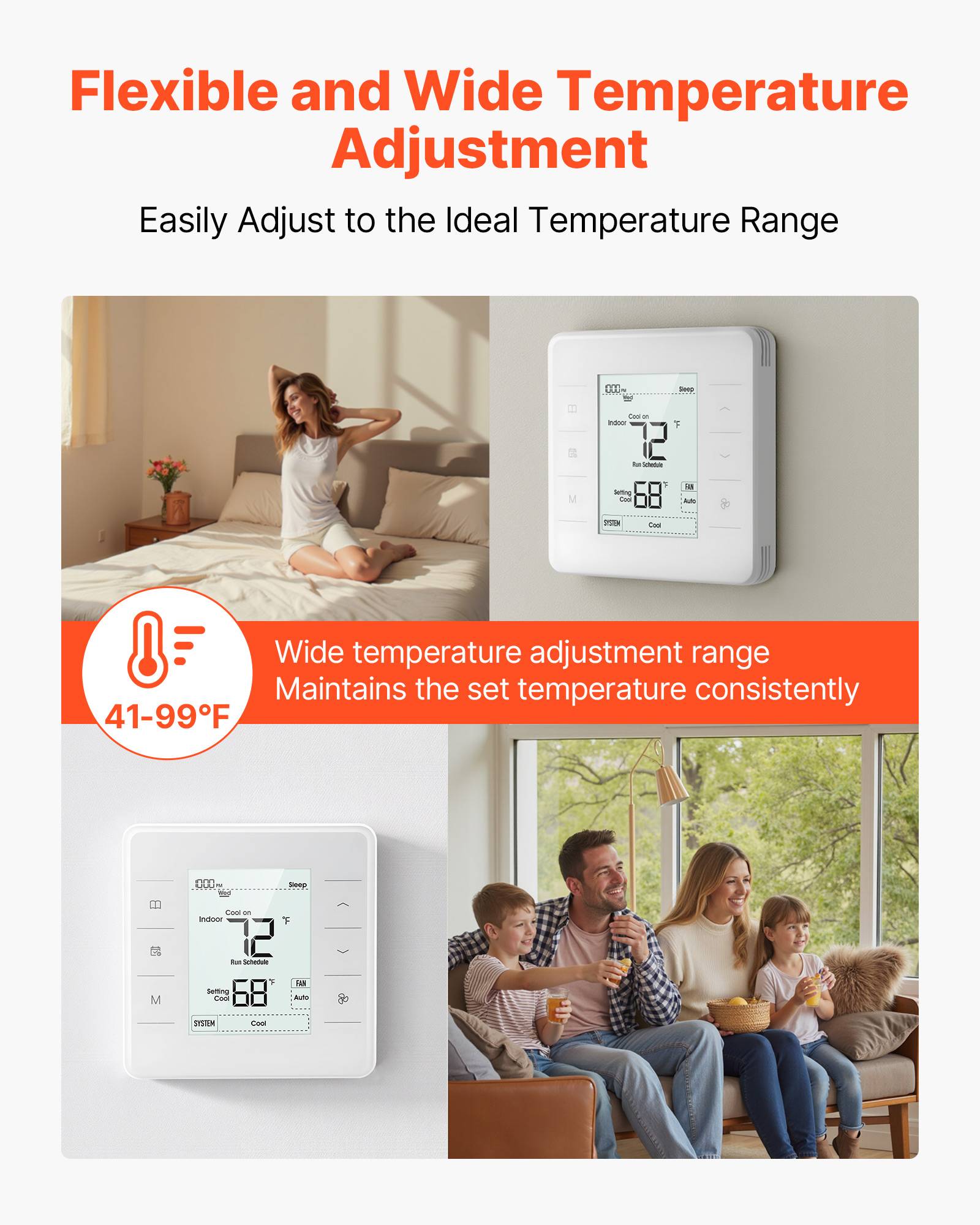 Vevor - VEVOR Thermostat Programmable Domestique 7 Jours pour Pompe Chaleur Climatiseur - Image 4